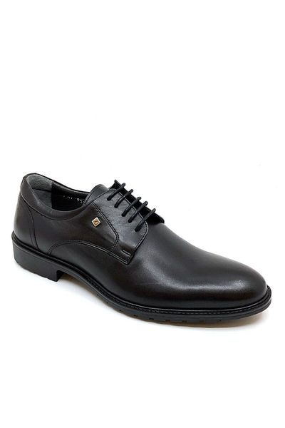 Fosco Lace-up Black Genuine Leather Rubber Sole Classic Men's Shoes 9504 46