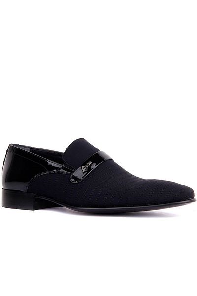 Fosco Laceless Black Patent Leather Textile Men's Classic Shoes 5098 505 430