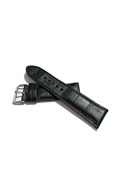 FADO 18 mm (146) Black Genuine Leather Half Crocodile Watch Band - Suitable f...