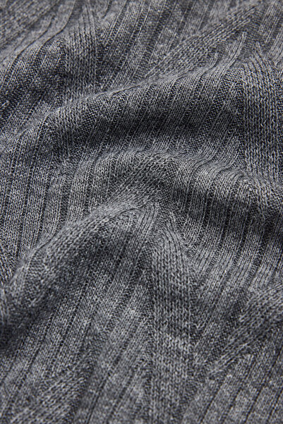 W Collection Gray Melange Crew Neck Long Sleeve Sweater