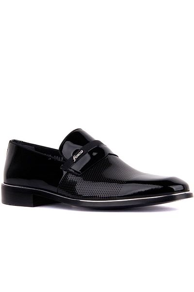 Fosco Laceless Black Patent Leather Men's Classic Shoes 9063 430
