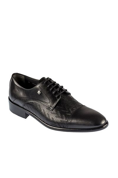 Fosco Genuine Leather Black Classic Men's Shoes - 9593 114