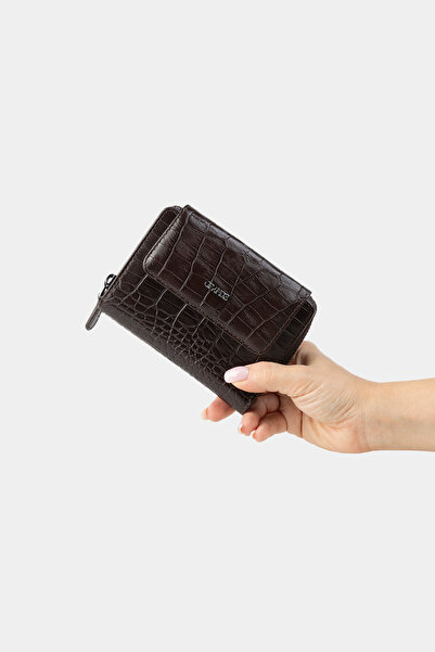 Grande Γυναικείο πορτοφόλι 3802 Model από γνήσιο δέρμα - Croco Brown