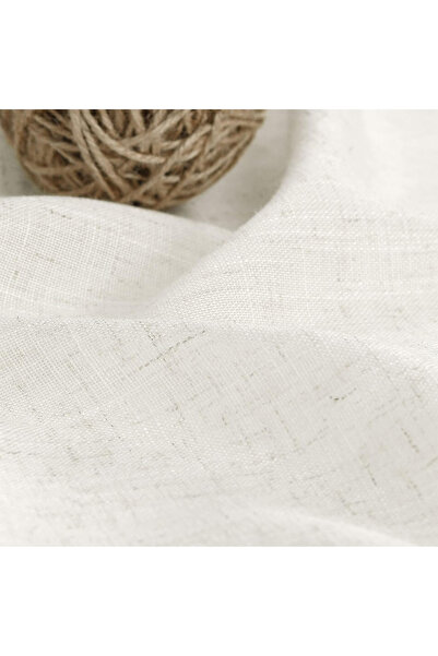 Deko Dekor Κουρτίνα από 100% βαμβακερό λινό & κορδόνι κουρτίνας & κουμπί κορνίζας Απλό ανοιχτόχρωμο κρεμ χρώμα Φυσικό υφαντό Buldan