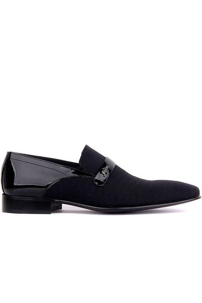 Fosco Laceless Black Patent Leather Textile Men's Classic Shoes 5098 505 430