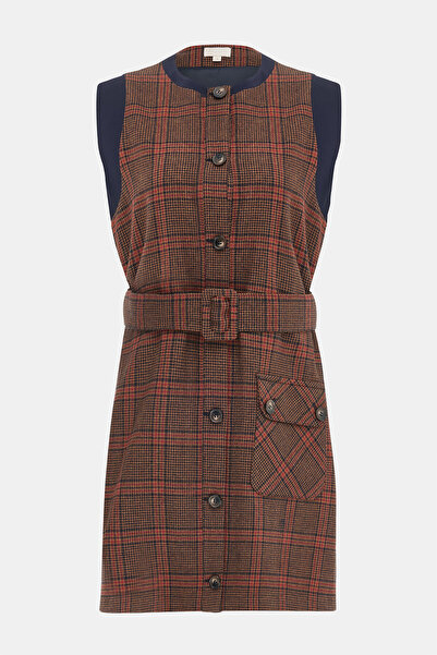 W Collection TABA MİNİ EKOSE BİSİKLET YAKA ELBİSE