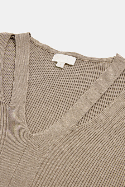 W Collection Mink V-Neck Sleeveless Jumpsuit