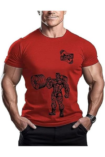 Alcoach Men's T-Shirt - Short Sleeve Gym Training T-Shirt