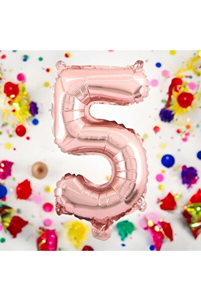 Behind party store بالون فويل أرقام ذهبي وردي عمره 5 سنوات مقاس 34 بوصة 76 سم
