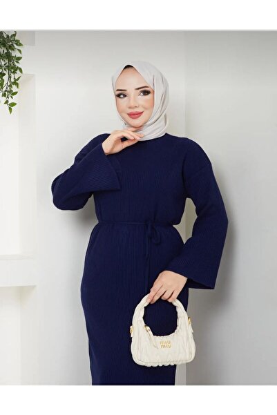 STİLZERAFET СВ'ЯЗАННАЯ ПОЯСНАЯ ТРИКОТАЖНАЯ СУКНЯ