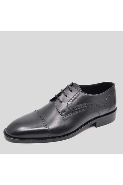 Fosco Genuine Leather Men's Classic Shoes Black 9756