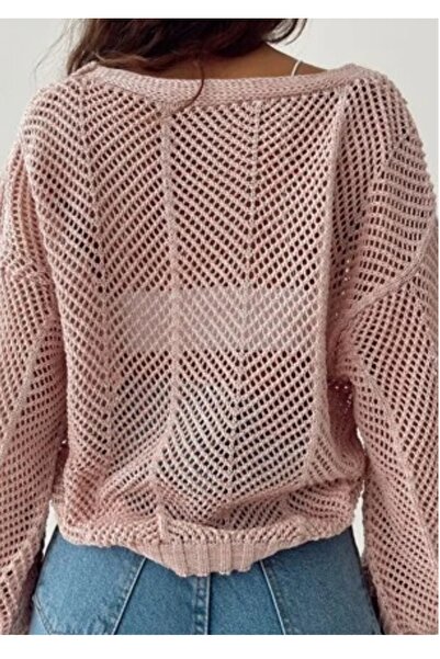 Noa Noa Openwork Short Cardigan with Metal Buttons