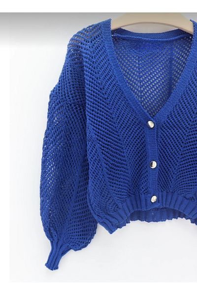 Noa Noa Cardigan scurt ajurat cu nasturi metalici