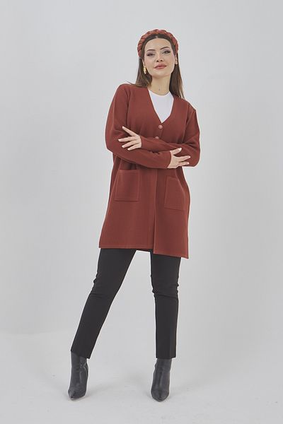Elçelya Moda Tricotaj Araboy de sezon pentru femei Cardigan elastic cu buzunare