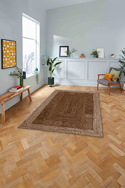 Napoli Home Dijital Baskılı Jüt Model Çerçeveli Yıkanabilir Kaymaz Yolluk Mut...