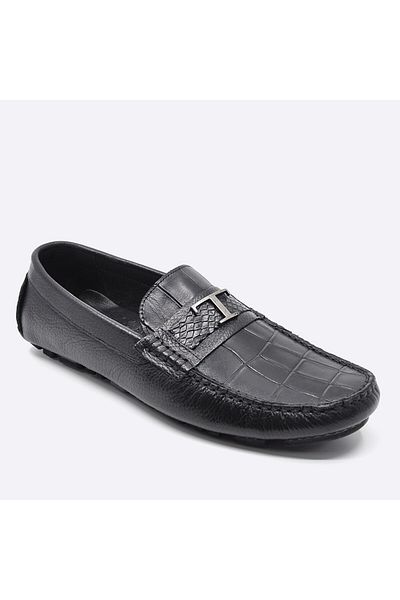 Fosco Summer Loafer Men's Shoes Black Anaconda 9847