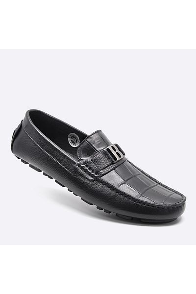 Fosco Summer Loafer Men's Shoes Black Crocodile 9848