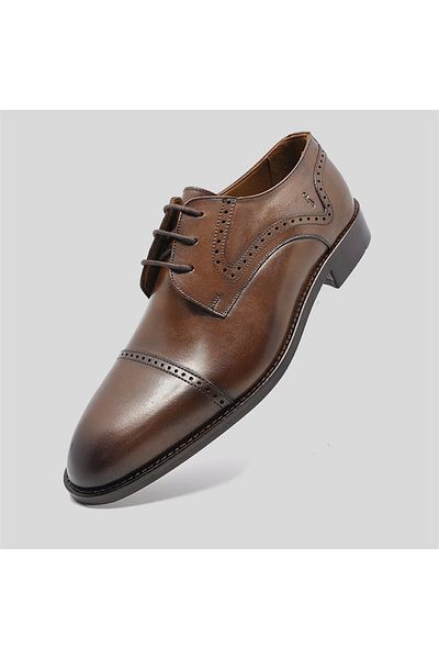 Fosco Genuine Leather Men's Classic Shoes Tan 9756