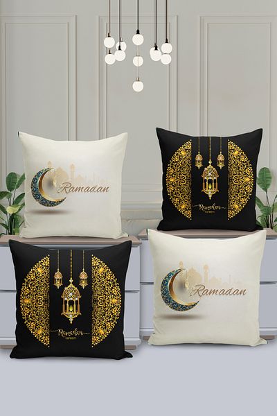 Filamente Set de huse de pernă cu model special Ramadan din 4 piese - imprimate digital pe două fețe
