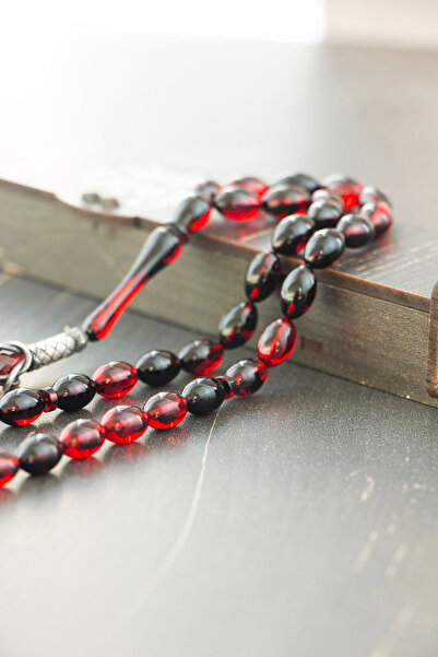 Tesbih Otağı Silver Kazaz Tasseled Barley Cut Fire Amber Rosary