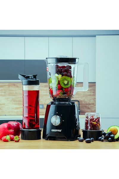 Geepas 3-in-1 Super Blender,2 Speed and Pulse Function, 1.5L & 500ml, Blender for Smoothie, Milkshake