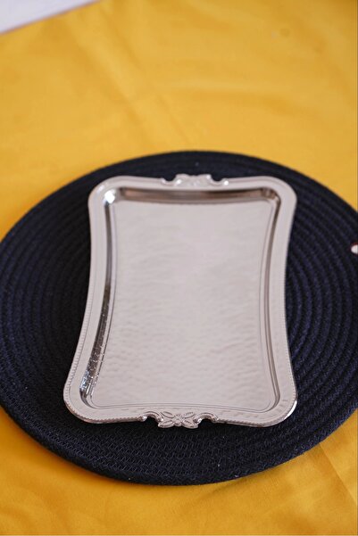 Genel Markalar Cooker Dikdörtgen Dövme Desenli Metal Sunum Tepsi 25x17 Cm