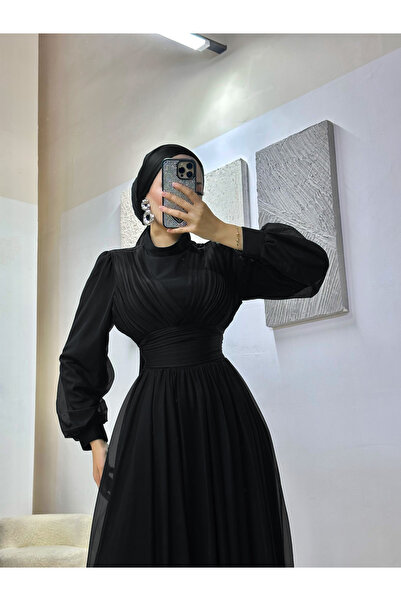 MERVEPLUME Plume Kruvaze Tül Şifon Abiye