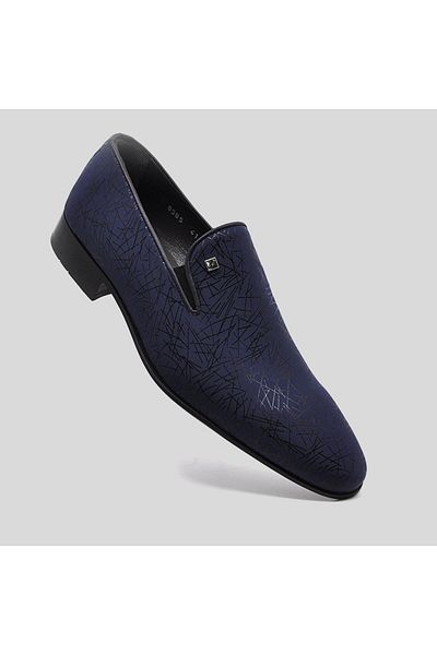 Fosco Navy Blue Satin Men's Shoes 8585 2 502 44