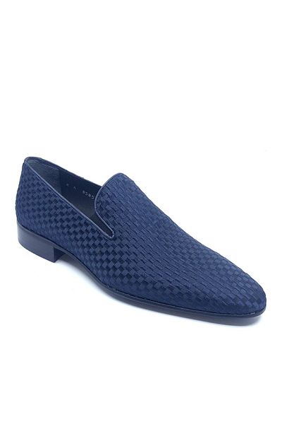 Fosco Embroidered Navy Blue Classic Men's Shoes 1305