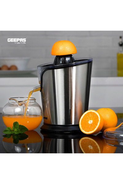 Geepas Citrus Juicer Electric Orange Juicer | Professional Brushed Stainless Steel Fruit Juicer