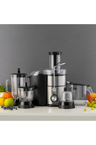 Geepas خلاط عصير 4 في 1، فتحة تغذية بعرض 75 مم، سرعتان مع وظيفة النبض، إبريق ...