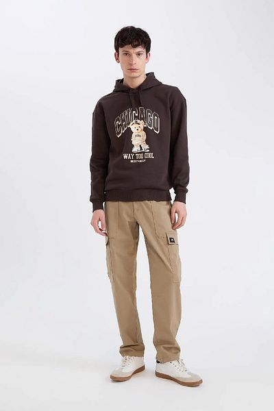 DeFacto Βαμβακερό φούτερ με κουκούλα Premium Oversize Fit