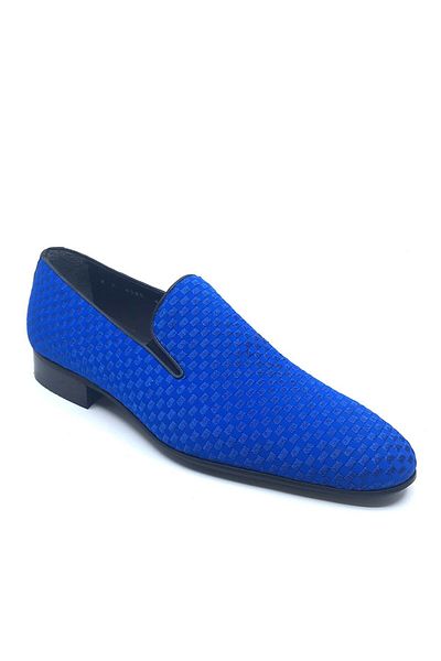 Fosco Embroidered Blue Classic Men's Shoes 1305