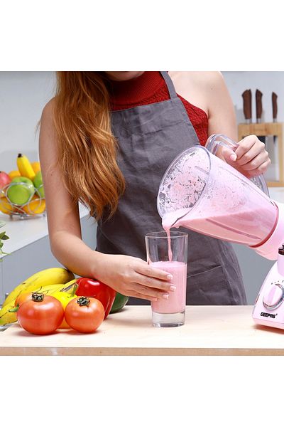 Geepas 3in1 Blender 2 Speed with Pulse, 1.6L Blender Jar Mixer Grinder with Dry Mill & Mincer Attachments