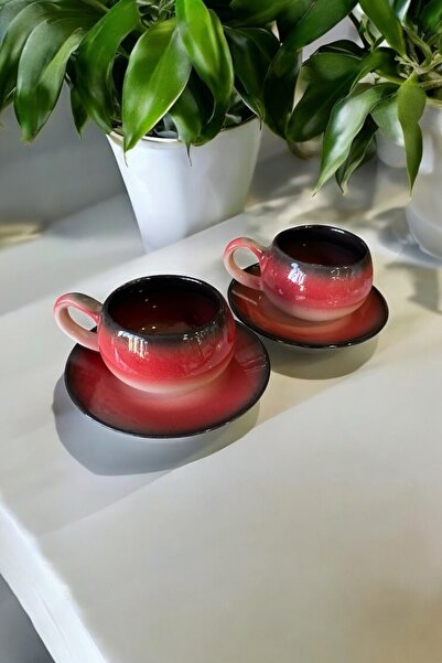 eporselen Rainbow 2 Kişilik 4 Parça Seramik Double Kahve Fincanı Seti