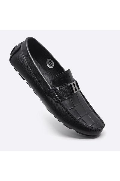 Fosco Summer Loafer Men's Shoes Black Crocodile 9848