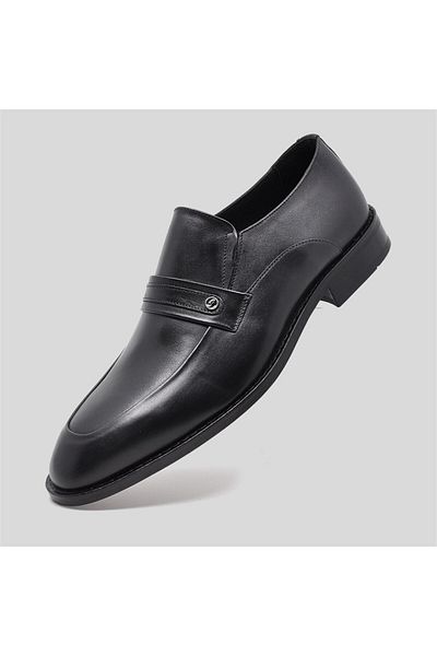 Fosco Genuine Leather Men's Classic Shoes Black 9751