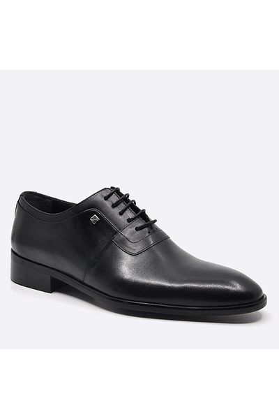 Fosco Black Genuine Leather Classic Men's Shoes 9592 114