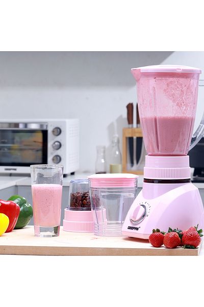 Geepas 3in1 Blender 2 Speed with Pulse, 1.6L Blender Jar Mixer Grinder with Dry Mill & Mincer Attachments