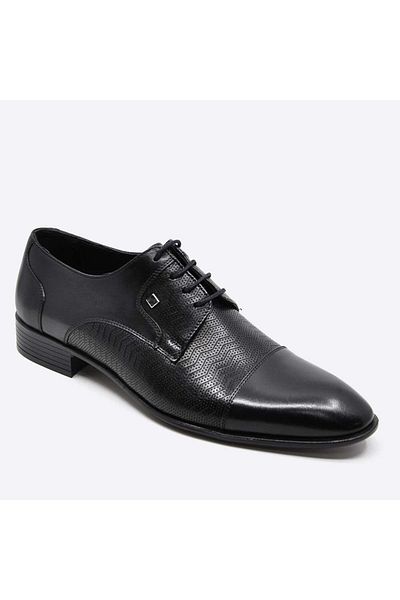 Fosco Genuine Leather Black Injection Sole Classic Men's Shoes 9802 100