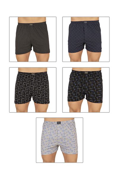 ÖZKAN underwear Özkan 11810 5 Pack Ανδρικά βαμβακερά εύκαμπτα σορτς μπόξερ με χτενισμένα βαμβακερά σχέδια