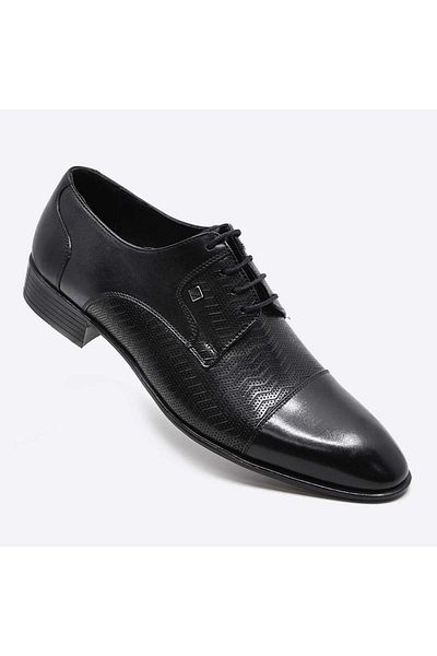 Fosco Genuine Leather Black Injection Sole Classic Men's Shoes 9802 100