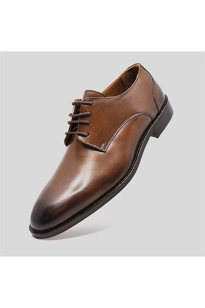 Fosco Derby Genuine Leather Men's Classic Shoes Tan 9752