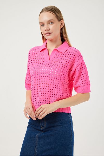 POODLE Γυναικεία πλεκτή μπλούζα Ajurku Fancy Polo Collar