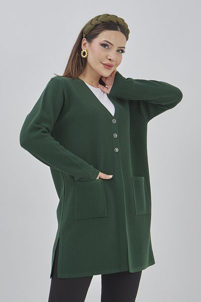 Elçelya Moda Tricotaj Araboy de sezon pentru femei Cardigan elastic cu buzunare