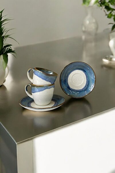 eporselen Okyanus 2 Kişilik 4 Parça Porselen Kahve Fincan Takımı