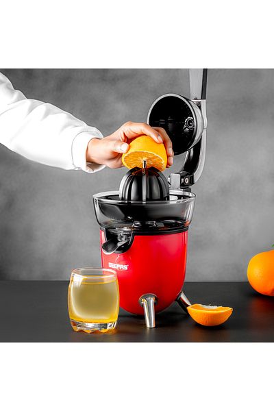 Geepas Citrus Juicer With Stainless Steel Spout, 2 Cones, With Handle, Plastic Filter Basket
