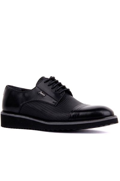 Fosco Lace-up Black Leather Men's Casual Shoes 7042 46 763
