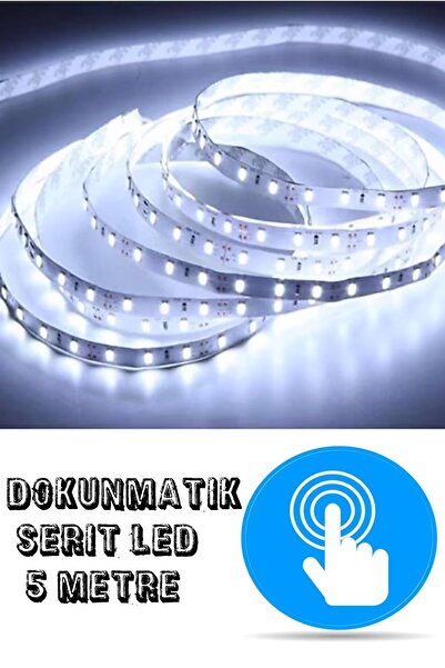 Sanctum Dokunmatik Dimerli Beyaz Şerit Led Işık 5 Metre Adaptörlü