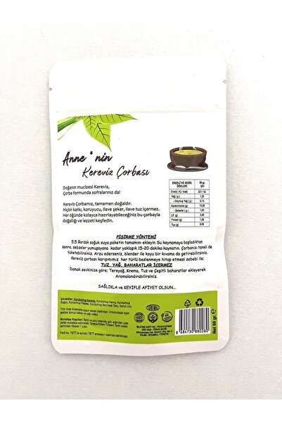 Anne Dokunuşu Kerevizli Sebze Çorbası 60gr. ( Doğal - Katkisiz - Tuzsuz ) 8 Ay+